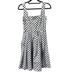 Betsey Johnson Polka Dot Black White Sleeveless Dress Size 2 USA Rockabilly